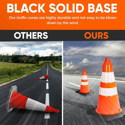 18" Safety Traffic Cones 6-Pack High Visibility PVC Orange