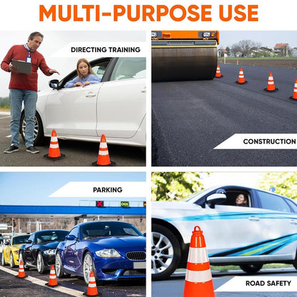 18" Safety Traffic Cones 6-Pack High Visibility PVC Orange