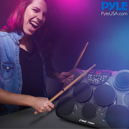 Electronic Drum Kit, Portable Design, 7 Touch Pads, USB & MIDI Outputs