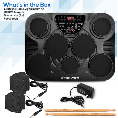 Electronic Drum Kit, Portable Design, 7 Touch Pads, USB & MIDI Outputs
