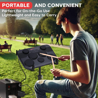 Electronic Drum Kit, Portable Design, 7 Touch Pads, USB & MIDI Outputs