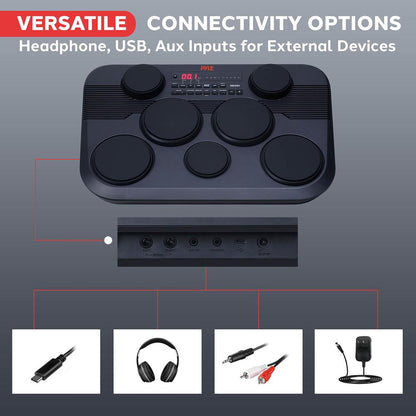 Electronic Drum Kit, Portable Design, 7 Touch Pads, USB & MIDI Outputs