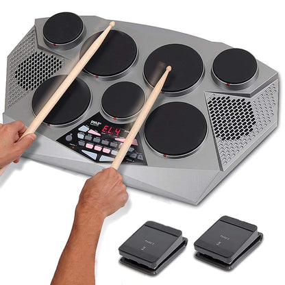Electronic Drum Kit - Portable, 7 Pads, USB, Foot Pedals, Digital Display