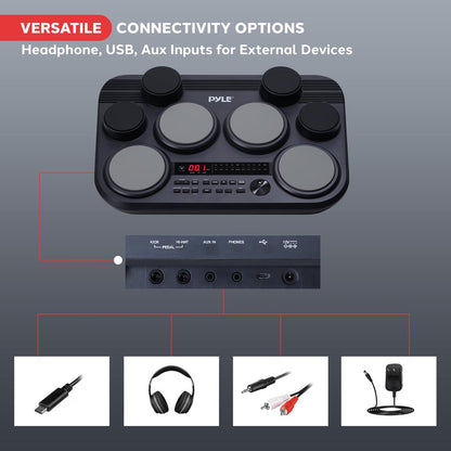 Electronic Drum Pad Set - Portable 8-Pad Kit, 600 Sounds, USB Output