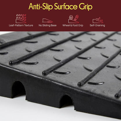 Pyle 3.0" Rise Rubber Threshold Ramp – Heavy-Duty, Easy To Install, Non-Slip Doorway Ramp For Wheelchairs, Scooters, And Strollers  (Black)