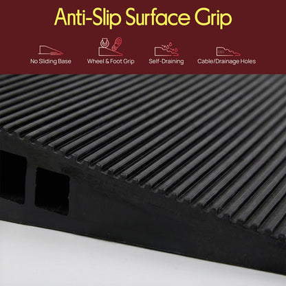 Pyle 1.6" Rise Rubber Threshold Ramp – Heavy-Duty, Non-Slip Doorway Ramp For Wheelchairs, Scooters, Strollers & Bathrooms, Easy To Install, Adjustable And Cuttable (Black)