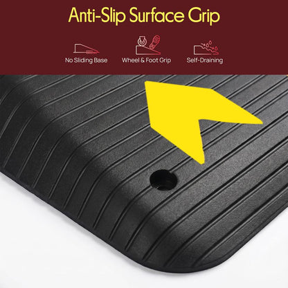Pyle 4.0" Rise Rubber Threshold Ramp – Heavy-Duty, Easy To Install, Non-Slip Doorway Ramp For Wheelchairs, Scooters, And Strollers (Black)