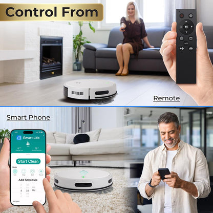 Robot Vacuum Mop Combo, 2000Pa Suction, App Control, White