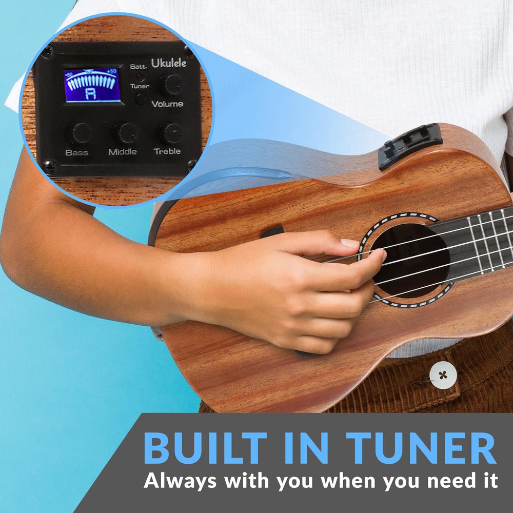 product image number 4 for Pyle 23" Concert Acoustic-Electric Ukulele