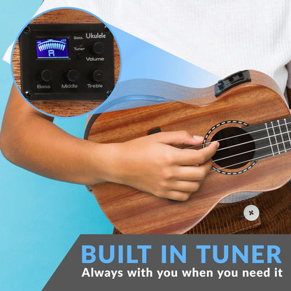 product image number 4 for Pyle 23" Concert Acoustic-Electric Ukulele