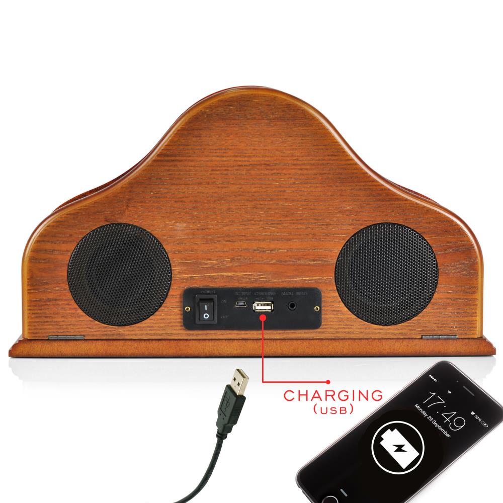 product image number 3 for Pyle Vintage Style Bluetooth Clock Speaker