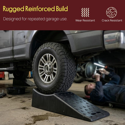 Pyle Heavy Duty Vehicle Ramp – 20,000 Lbs Capacity, 5.5" Lift Height, Portable And Durable Design For Trucks, Suvs, Rvs, And Tandem-Wheel Vehicles (Black)