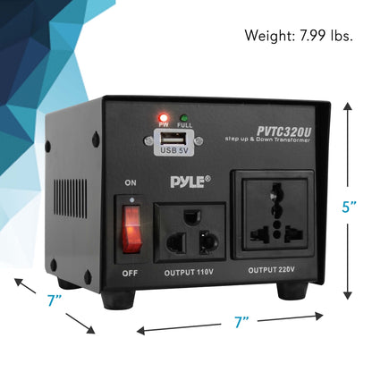 500W Voltage Converter Transformer, USB Port, Metal Housing, Compact