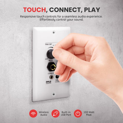 Wireless In-Wall Audio Receiver 100W Amp USB/Aux Inputs White