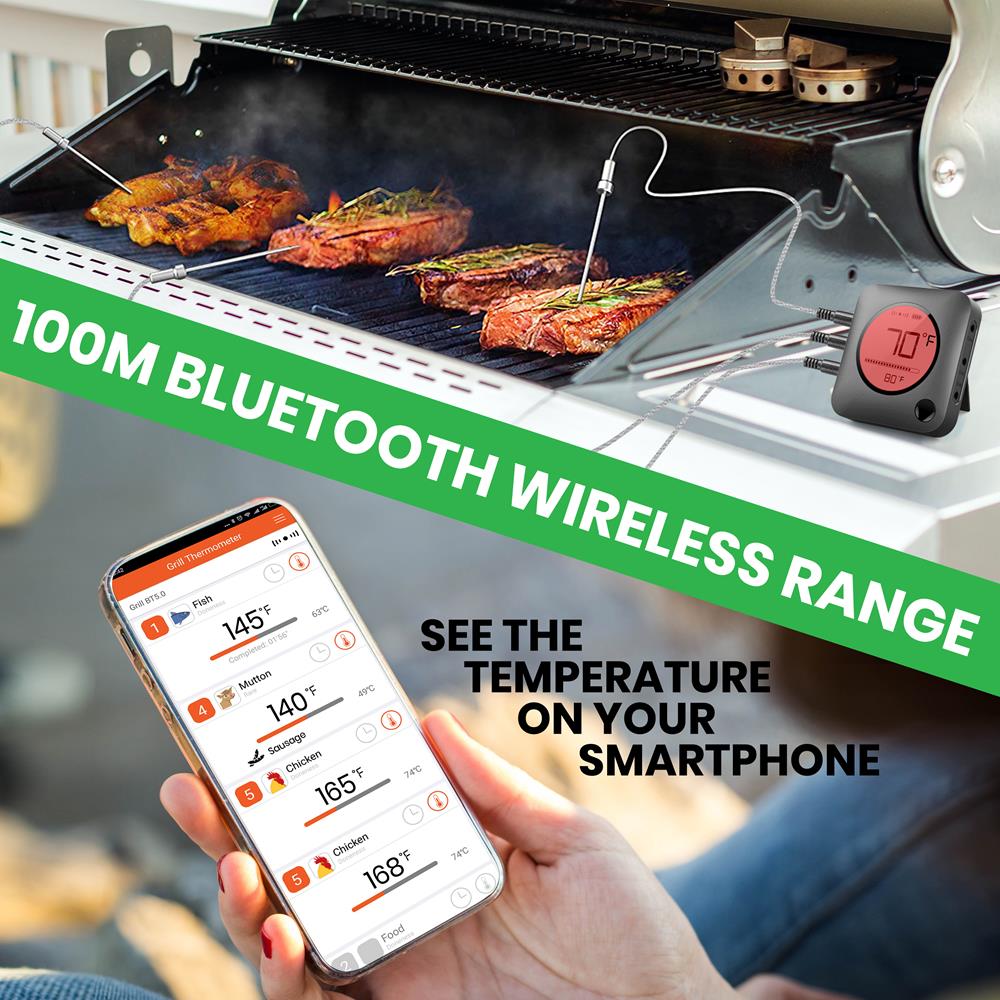 product image number 4 for NutriChef Wireless Bt Bbq Digital Thermometer