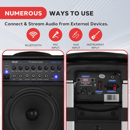 Wireless Portable PA System 400W Rechargeable Bluetooth Speaker w/Wheels