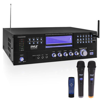 4-Channel Karaoke Amplifier, Bluetooth, CD/DVD Player, Dual Wireless Mics