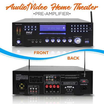 4-Channel Karaoke Amplifier, Bluetooth, CD/DVD Player, Dual Wireless Mics