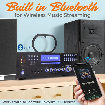 4-Channel Karaoke Amplifier, Bluetooth, CD/DVD Player, Dual Wireless Mics
