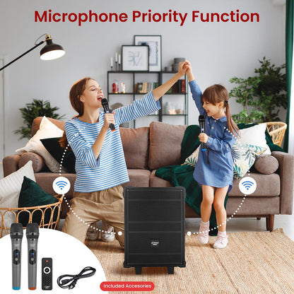 8" Portable Bluetooth Speaker - 350W Power, Rechargeable Battery, FM Radio