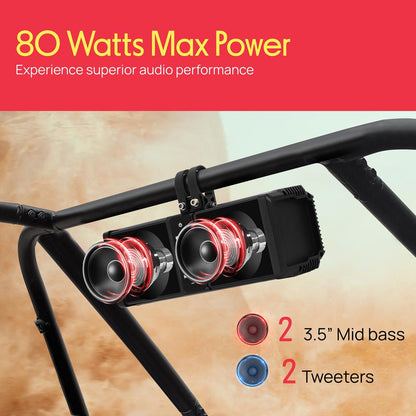 11” Powered Atv/Utv Soundbar System – Built-In Class D Stereo Power Amplifier With Wireless Bt Streaming And Led Lights