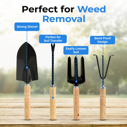Gardening Tool Set, Heavy Duty Stainless Steel, Non-Slip Grip, Tote Bag