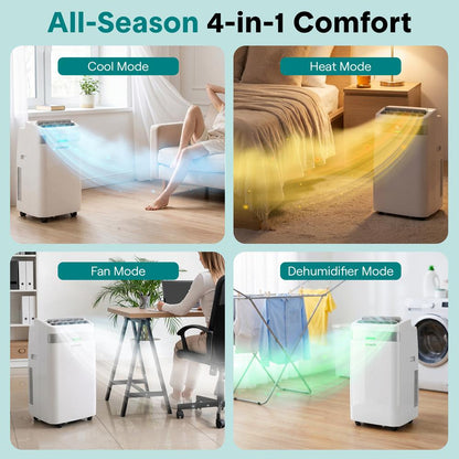 Serenelife Portable Air Conditioner And Heater With Wi-Fi Function - 12,000 Btu Cooling (Ashrae), Compact Unit With Dehumidifier & Fan Modes, Includes Window Mount Kit (White)