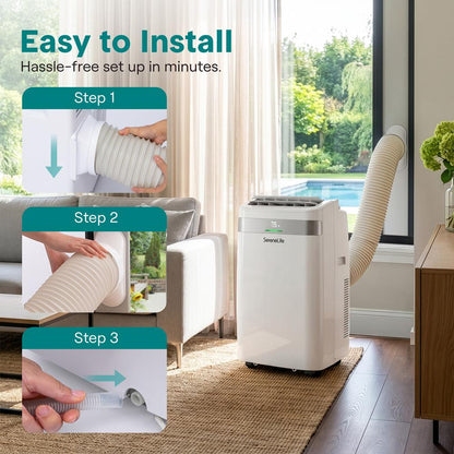 Serenelife Portable Air Conditioner With Wi-Fi Function - 12,000 Btu Cooling (Ashrae), Compact Unit With Dehumidifier & Fan Modes, Includes Window Mount Kit (White)