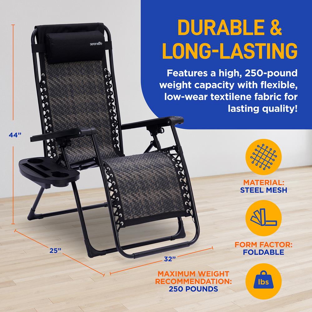 product image number 2 for SereneLife Rattan Zero Gravity Lawn Chair