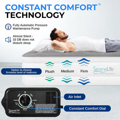Full Air Mattress, Strong Support, Built-In Pump, 18" Raised Design