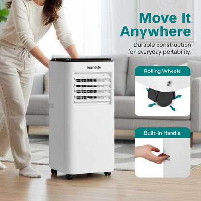 Single Duct Portable Air Conditioner And Heater - 8000 Btu Cooling Capacity (Ashrae) Compact Home A/C Cooling And Heating Unit With Built-In Dehumidifier & Fan Modes, Includes Window Mount Kit (White And Black)