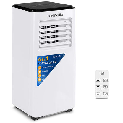 Single Duct Portable Air Conditioner And Heater - 8000 Btu Cooling Capacity (Ashrae) Compact Home A/C Cooling And Heating Unit With Built-In Dehumidifier & Fan Modes, Includes Window Mount Kit (White And Black)