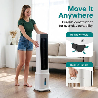 Serenelife Portable Evaporative Air Cooler With 17 Liters Detachable Water Tank With For Outdoor And Indoor Use (Black & White)