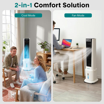 Serenelife Portable Evaporative Air Cooler With 17 Liters Detachable Water Tank With For Outdoor And Indoor Use (Black & White)