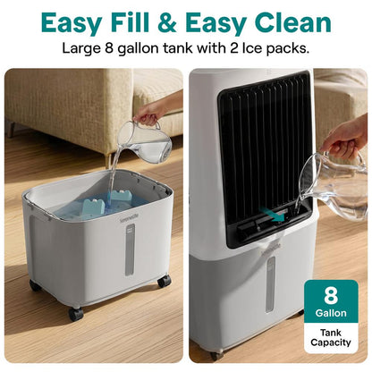 Portable Evaporative Air Cooler With 30 Liters Detachable Water Tank With Wifi Function For Outdoor And Indoor Use