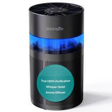 Portable Air Purifier - Small Air Purifier with Aroma Box & Ambient Light, High Filtration Efficiency, 2-Speed, Timer & Sleep Mode (Black)
