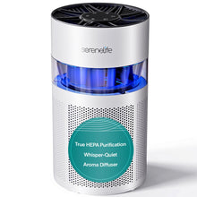 Portable Air Purifier - Small Air Purifier with Aroma Box & Ambient Light, High Filtration Efficiency, 2-Speed, Timer & Sleep Mode (White)