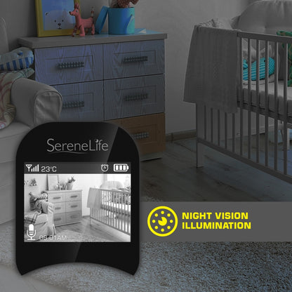Video Baby Monitor w/ Thermometer, 2" Screen, Night Vision, White