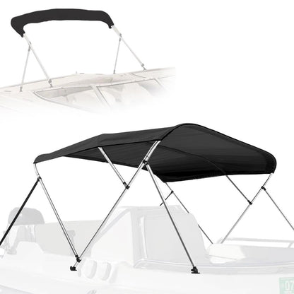 96" 4 Bow Bimini Top Boat Cover, Waterproof Aluminum Frame, Gray