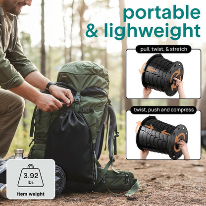Portable Non-Slip Camping Toilet – Adjustable Height Foldable Travel Potty With Lid, Strap And Carry Bag For Car, Camping, Outdoor Use (Black)