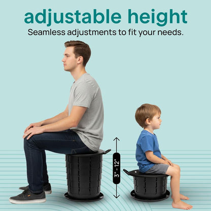 Portable Non-Slip Camping Toilet – Adjustable Height Foldable Travel Potty With Lid, Strap And Carry Bag For Car, Camping, Outdoor Use (Black)