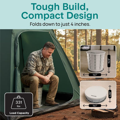 Portable Non-Slip Camping Toilet – Adjustable Height Foldable Travel Potty With Lid, Strap And Carry Bag For Car, Camping, Outdoor Use (Gray)