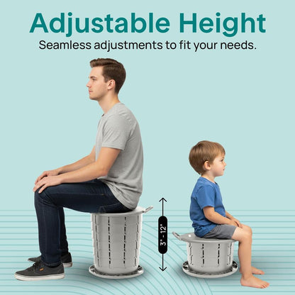 Portable Non-Slip Camping Toilet – Adjustable Height Foldable Travel Potty With Lid, Strap And Carry Bag For Car, Camping, Outdoor Use (Gray)
