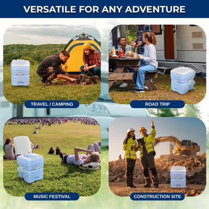 Portable Toilet 120 Flushes Leak-Proof HDPE Moonwhite