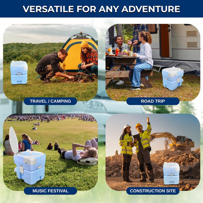 Portable Camping Toilet 120 Flushes HDPE Moonwhite
