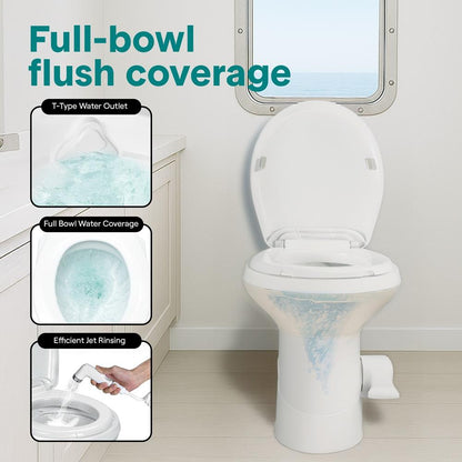 RV Toilet Leak-Proof Compact Design HDPE White