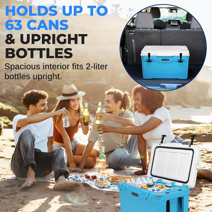 50 Qt Cooler Box, 5-Day Ice Retention, Heavy-Duty Insulation, Blue