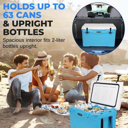 75 Qt Cooler Box, 5-Day Ice Retention, Rotomolded, Blue