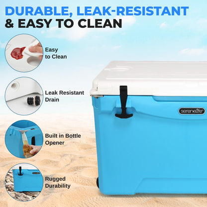 75 Qt Cooler Box, 5-Day Ice Retention, Rotomolded, Blue