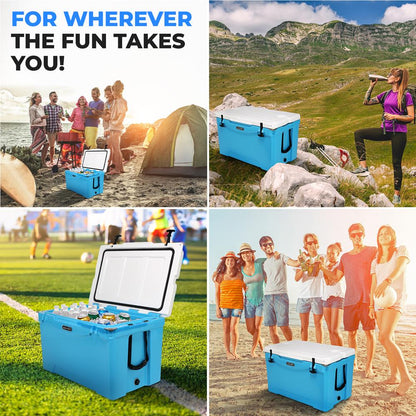 75 Qt Cooler Box, 5-Day Ice Retention, Rotomolded, Blue